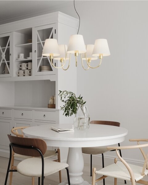 ByRydens 4202720-6509 - Lustr na lanku LYNF 5xE14/8W/230V mosaz/bílá