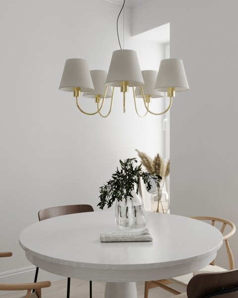 ByRydens 4202720-6509 - Lustr na lanku LYNF 5xE14/8W/230V mosaz/bílá