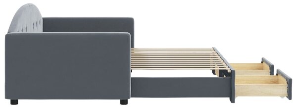 Válenda s přistýlkou a zásuvkami tmavě šedá 90 x 200 cm samet 3197350
