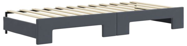 Válenda s přistýlkou a zásuvkami tmavě šedá 90 x 200 cm samet 3197374