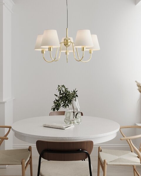 ByRydens 4202720-6509 - Lustr na lanku LYNF 5xE14/8W/230V mosaz/bílá