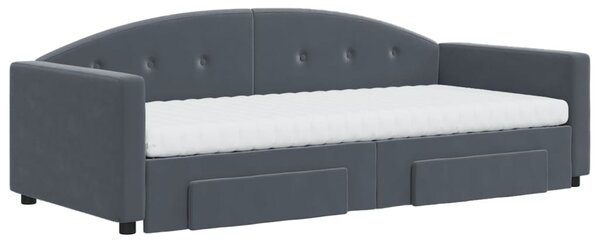 Válenda s přistýlkou a zásuvkami tmavě šedá 90 x 200 cm samet 3197374