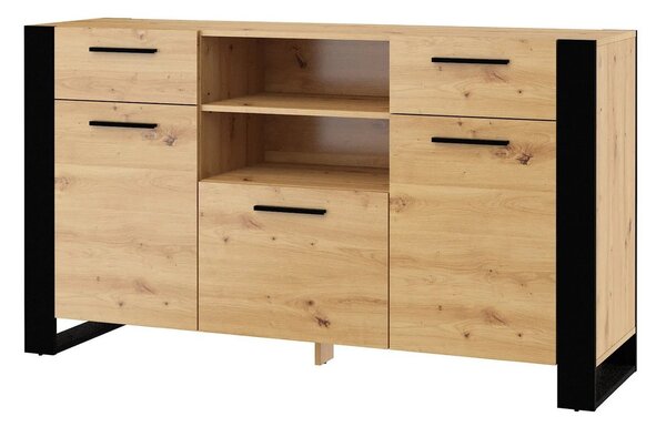 Komoda Nulakka C (dub artisan + matná černá)