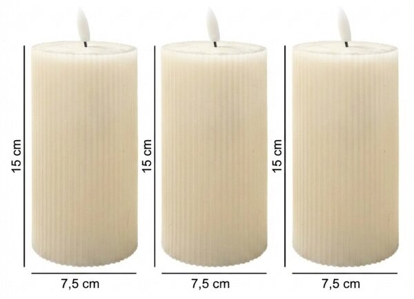 SADA 3x LED Svíčka BRILLO LED/3xAAA 15 cm krémová + dálkové ovládání