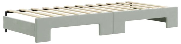 Válenda s přistýlkou a zásuvkami světle šedá 90 x 200 cm samet 3197373