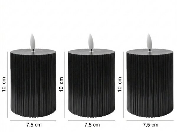 SADA 3x LED Svíčka BRILLO LED/2xAA 10 cm černá + dálkové ovládání