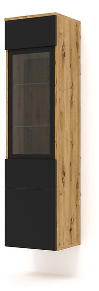 Vitrína Aurora 150 (dub artisan + matná černá)