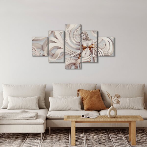 Obraz bohyně s florálním motivem (125x70 cm)