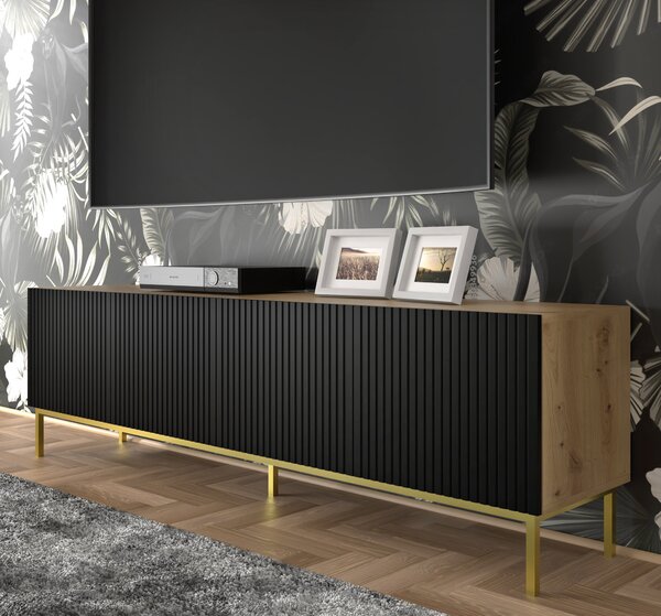 TV skříňka/stolek 4D 200 Rowanna (dub artisan + černá)
