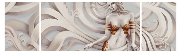 Obraz bohyně s florálním motivem (170x50 cm)