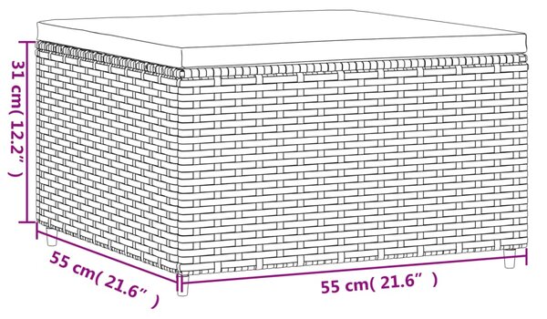 Zahradní podnožka s poduškou černá polyratan 319740