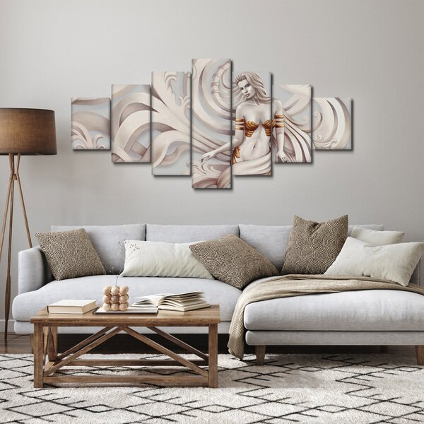 Obraz bohyně s florálním motivem (210x100 cm)