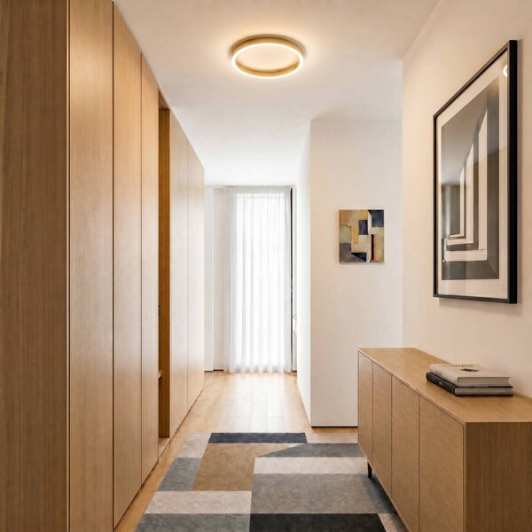 Lucande LED stropní svítidlo Rotundo, Ø 40 cm, mosaz, stmívatelné, stmívatelný, Mosaz / zlato, Obývací pokoj / jídelna, Plast, Moderní