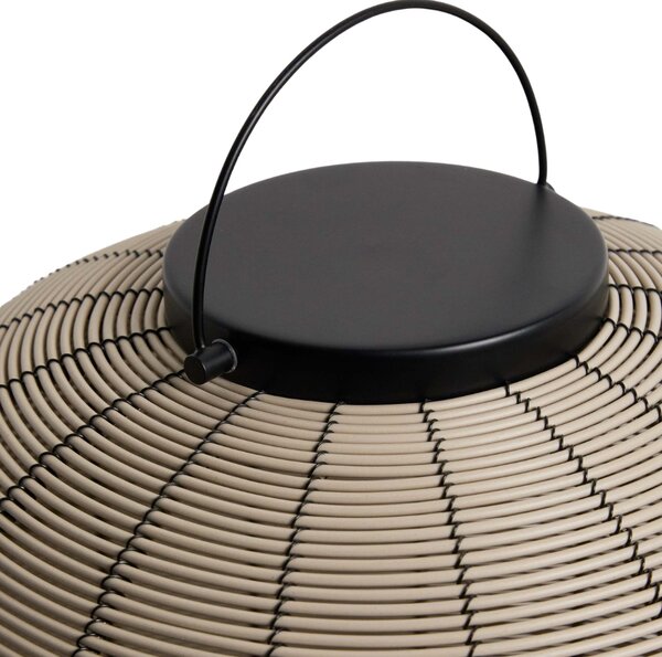 Kave Home Béžová zahradní LED lampa z umělého ratanu Saranella 55 cm