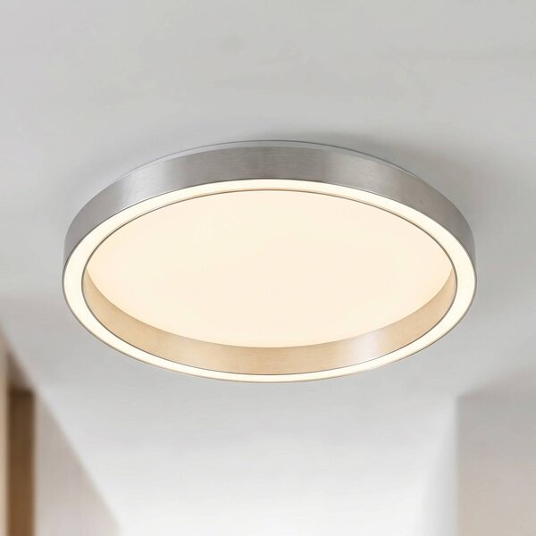 Lucande LED stropní svítidlo Rotundo, Ø 40 cm, hliník, stmívatelné, stmívatelný, Hliník / šedá / zinek, Obývací pokoj / jídelna, Plast, Moderní