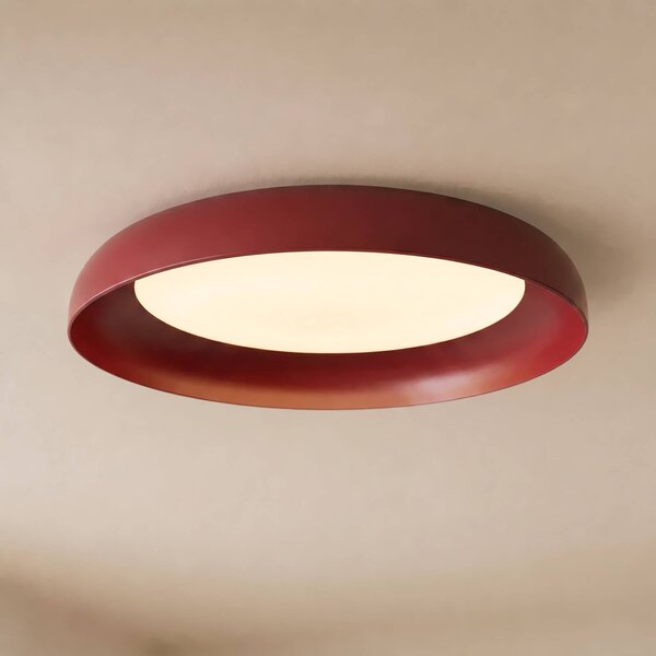 Lindby LED stropní svítidlo Florie, červené, kov, Ø 40 cm, Červená, Obývací pokoj / jídelna, Plast, Moderní