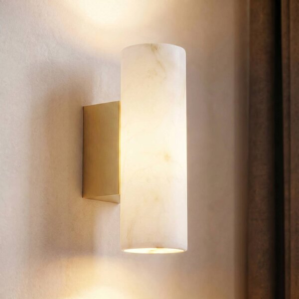 Lucande LED nástěnné světlo Tavira, alabastrová barva, směřující, stmívatelný, Krémová / jantar, Obývací pokoj / jídelna, Moderní