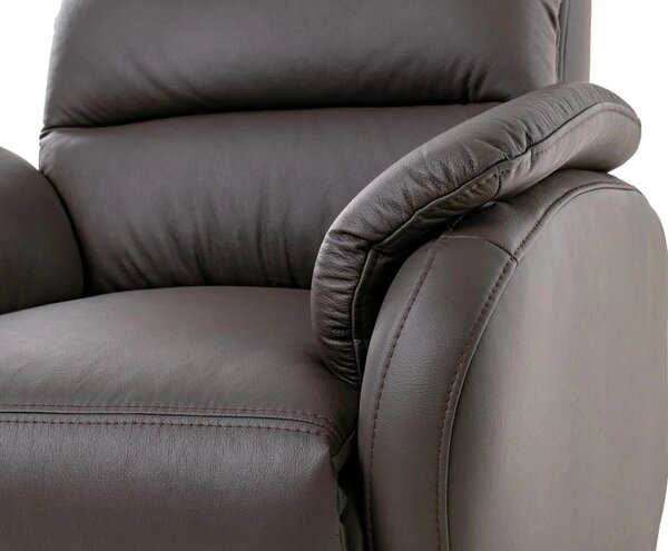 Kožené houpací křeslo s elektrickým polohováním ELEGANT 1, tm. hnědá