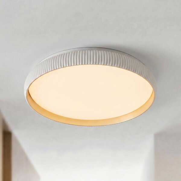Lindby LED stropní svítidlo Jovian, bílé, Ø 40 cm, stmívatelné, stmívatelný, Bílá / opál, Obývací pokoj / jídelna, Plast, Moderní