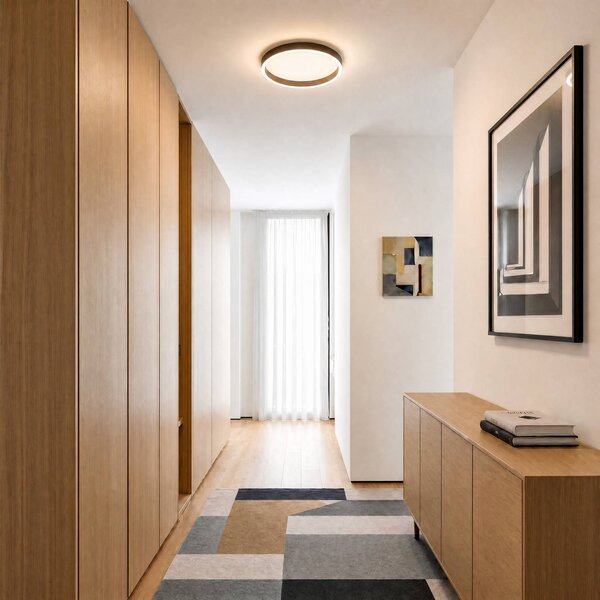 Lucande LED stropní svítidlo Rotundo, Ø 40 cm, hnědé, stmívatelné, stmívatelný, Hnědá / rez, Obývací pokoj / jídelna, Plast, Moderní