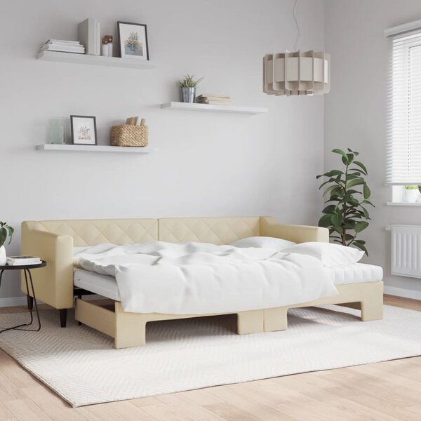 Válenda s přistýlkou a matracemi krémová 80 x 200 cm textil 3197443