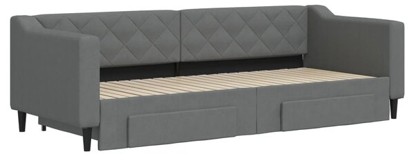 Válenda s přistýlkou a zásuvkami tmavě šedá 80 x 200 cm textil 3197458