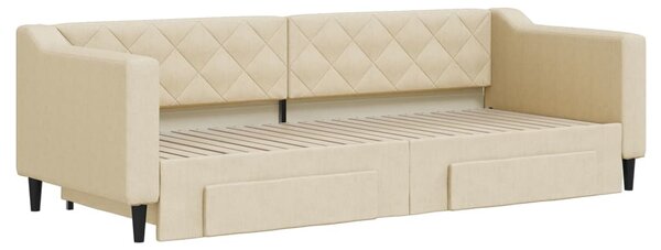 Válenda s přistýlkou a zásuvkami krémová 80 x 200 cm textil 3197461