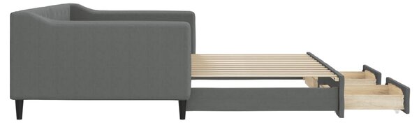 Válenda s přistýlkou a zásuvkami tmavě šedá 100 x 200 cm textil 3197468