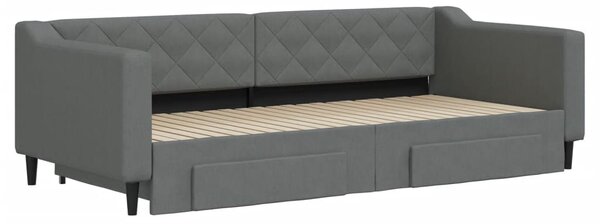 Válenda s přistýlkou a zásuvkami tmavě šedá 90 x 200 cm textil 3197463