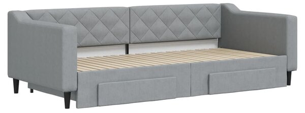 Válenda s přistýlkou a zásuvkami světle šedá 90 x 200 cm textil 3197462