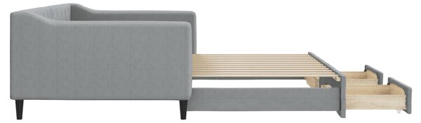 Válenda s přistýlkou a zásuvkami světle šedá 100x200 cm textil 3197467