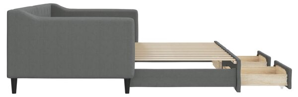 Válenda s přistýlkou a zásuvkami tmavě šedá 90 x 200 cm textil 3197463
