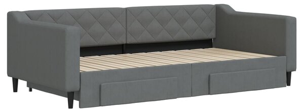 Válenda s přistýlkou a zásuvkami tmavě šedá 100 x 200 cm textil 3197468