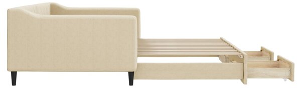Válenda s přistýlkou a zásuvkami krémová 100 x 200 cm textil 3197471