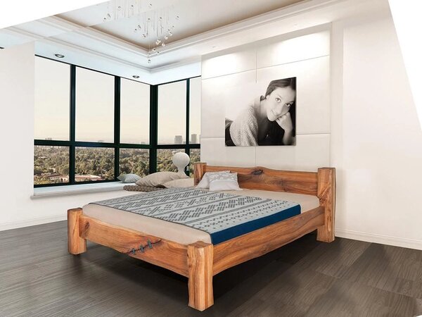 Masivní designová postel DANTINA s úložným prostorem z jilmového dřeva, 200x180
