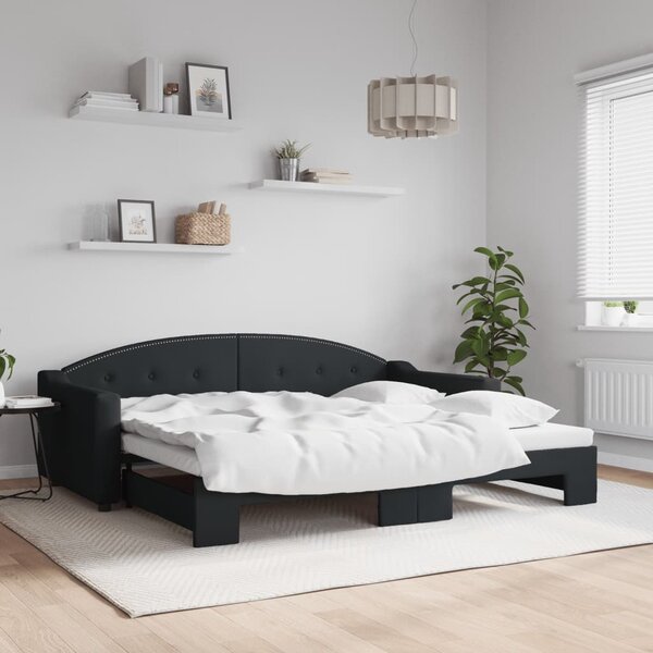 Válenda s přistýlkou černá 90 x 200 cm textil 3197532