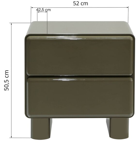 Hector Noční stolek Lagos 52 cm šedozelený