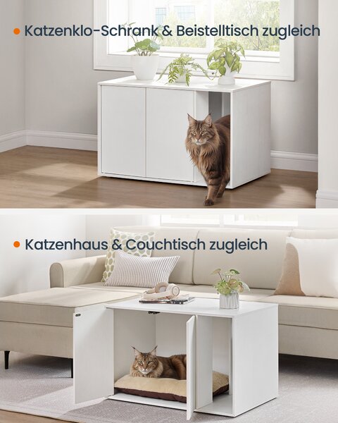SONGMICS Skříňka na kočičí toaletu 80 x 50 x 50 cm bílá