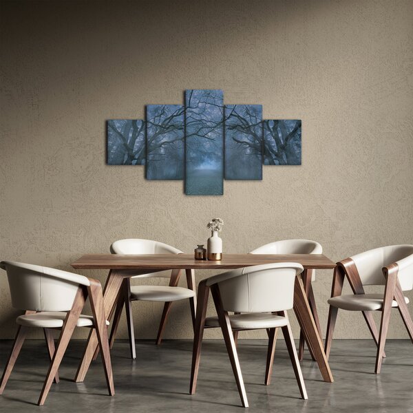 Obraz lesa v mlze (125x70 cm)