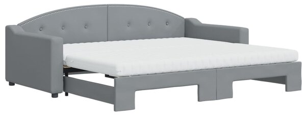 Válenda s přistýlkou a matracemi světle šedá 90 x 200 cm textil 3197548