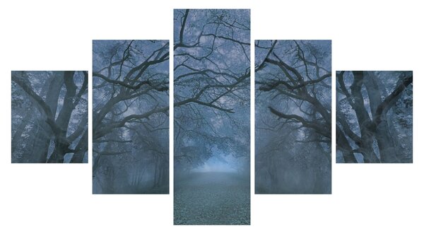 Obraz lesa v mlze (125x70 cm)