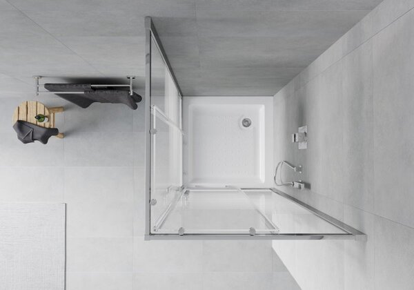 Mexen Rio čtvercový sprchový kout 70 x 70 cm, bílé pruhy, chrom + sprchová vanička, bílá - 860-070-070-01-20-4510