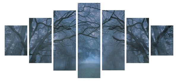 Obraz lesa v mlze (210x100 cm)
