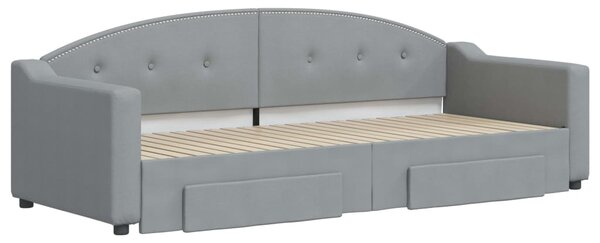 Válenda s přistýlkou a zásuvkami světle šedá 80 x 200 cm textil 3197561