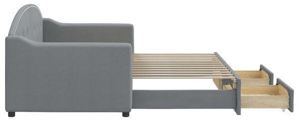 Válenda s přistýlkou a zásuvkami světle šedá 80 x 200 cm textil 3197561