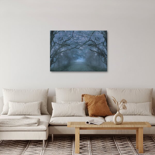 Obraz lesa v mlze (70x50 cm)