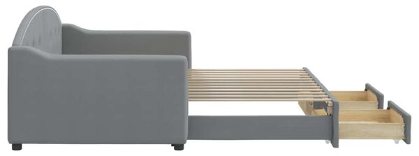 Válenda s přistýlkou a zásuvkami světle šedá 90 x 200 cm textil 3197566