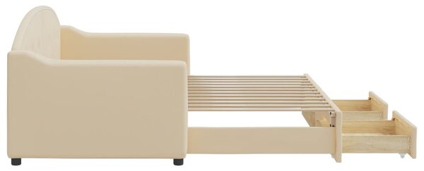 Válenda s přistýlkou a zásuvkami krémová 80 x 200 cm textil 3197565