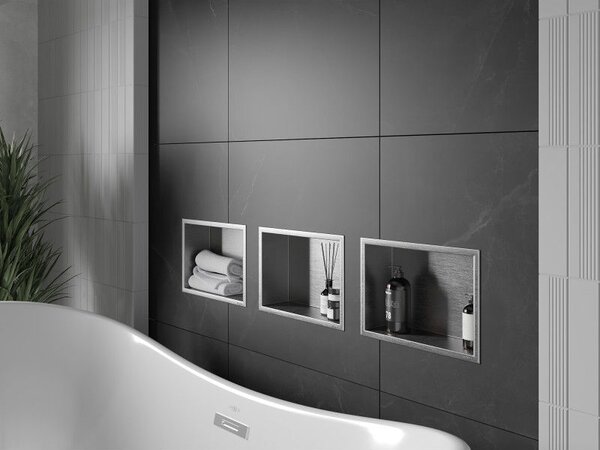 Mexen X-Wall-R výklenková polička s límcem 30 x 20 cm, inox - 1910302010