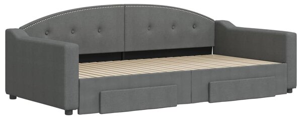 Válenda s přistýlkou a zásuvkami tmavě šedá 100 x 200 cm textil 3197572